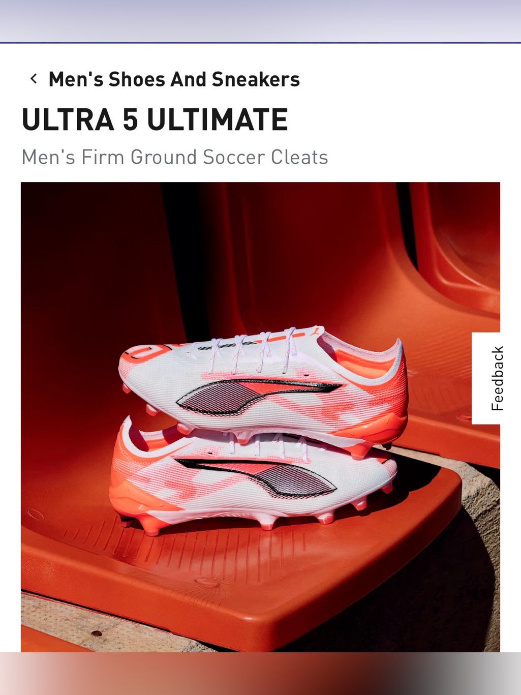 Ultra 5 Ultimate Puma Men's Firm Ground Soccer Cleats, Size 11.5 Men